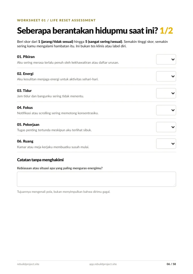 Contoh halaman self-assessment dalam e-book